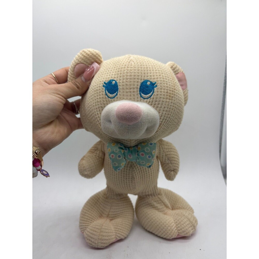 Fisher Price 1994 Plush Cozies Bear Pale Yellow Cream Thermal Waffle Weave Teddy